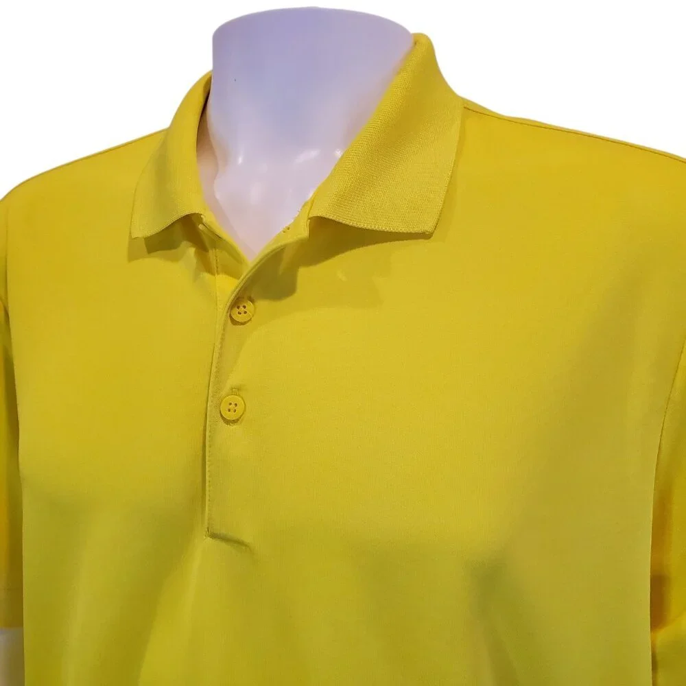 ADIDAS GOLF SZ L Men's Performance Short Sleeve Polo Shirt Bright Yellow